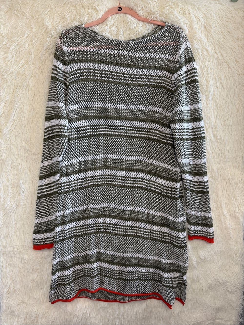Eight Eight Eight Womens Boho Chic Striped Crochet Sweater Dress Size 1X Indie